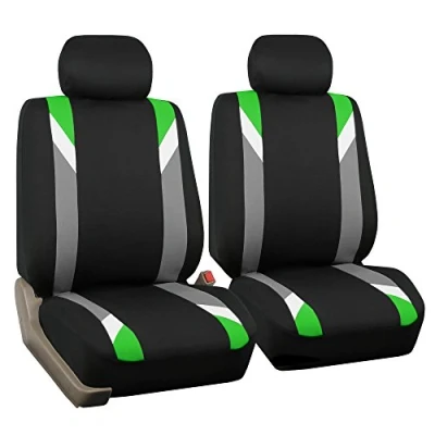 Bild av FH GRUPP Frontset tyg bilsätesskydd för låg rygg bilsäten med avtagbart nackstöd, universell passform, airbag kompatibelt sätesskydd SUV, sedan, skåpbil, grön