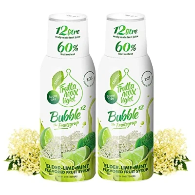 Bild av 2 pack Light Low Carb Fitness Sirap från FruttaMax Noll socker Med Stevia 50% fruktinnehåll (2x500ml) (2 x Fläder Lime Mynta Light)