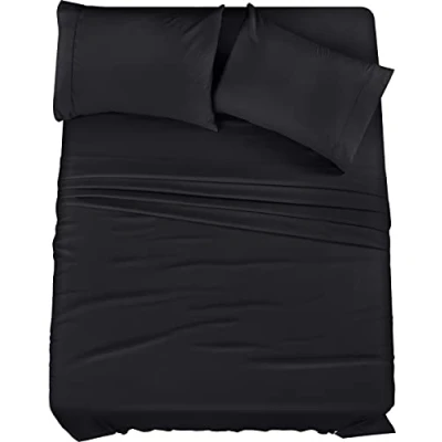 Bild av Utopia Bedding California King Bed Lakanset 4 delar sängkläder borstad mikrofiber krympnings och blekningsbeständig enkel skötsel (Kalifornia King, svart)