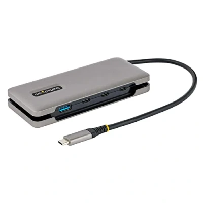 Bild av StarTech.com 4 Port USB C Hub 1x A and 3x Ports 3.1 10Gbps Bus Powered Type with 9.8in (25cm) Wrap Around Cable porte Grey