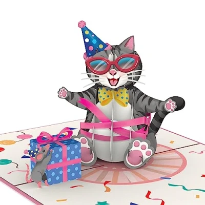 Bild av papercrush® popup kort födelsedagskatt roligt 3D födelsedagskort med katt för fru, flickvän och flicka särskilda gratulationskort kattmotiv kattälskare födelsedag