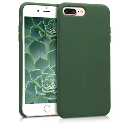 Bild av kwmobile fodral kompatibelt med Apple iPhone 7 Plus/iPhone 8 Plus TPU silikon telefonskydd mjuk finish mörkgrön