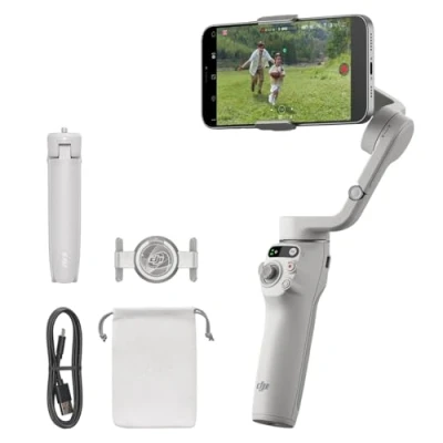 Bild av DJI Osmo Mobile 6, 3 axlig kardanupphängning, motivspårning, teleskoppinne, portabel och hopfällbar, upphängning för Android iPhone, stabilisator Vlogging, YouTube TikTok Video, Platinum Gra