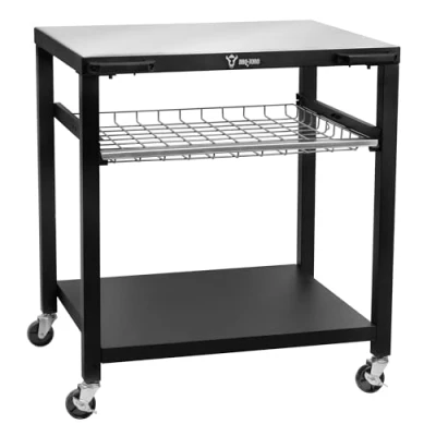 Bild av BBQ Toro Grillvagn 80 x 65,5 86,5 cm svart grillbord med stor arbetsyta i rostfritt stål grillsidobord, utomhusgrillvagn utomhus, serveringsvagn förvaringsyta