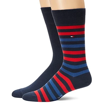 Bild av Tommy Hilfiger MEN DUO Stripe SOCK 2 PACK Strumpor, Storlek: 39 42, Blue/red
