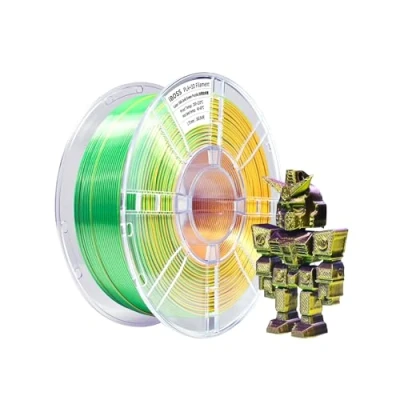 Bild av iBOSS Tri Color Silk Filament PLA+ 1.75mm (± 0.02mm) for 3D Printers, 1kg PLA Plus Tricolor, Fits Most FDM Gold+Green + Purple