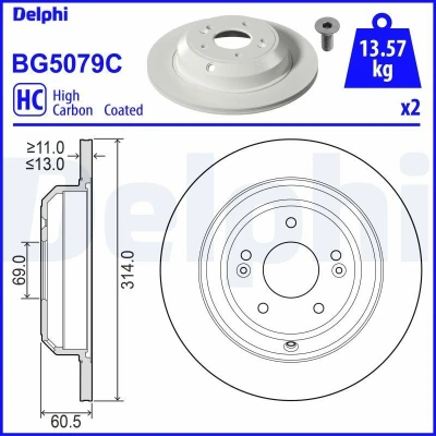 Bild av Bromsskiva DELPHI BG5079C
