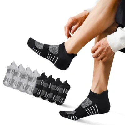 Bild av EKSHER Sneakers strumpor unisex sportstrumpor korta halvstrumpor löpstrumpor bomull 3550 multipack bomullsstrumpor andas 8 par, Svart x 4 + grå 4, 39 42 EU