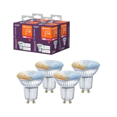 Bild av LEDVANCE smart + SPOT GU10 TW, LED retrofit reflektorlampa med hemteknik Zigbee, justerbar färgtemperatur, PAR16, 4 pack, tunable white
