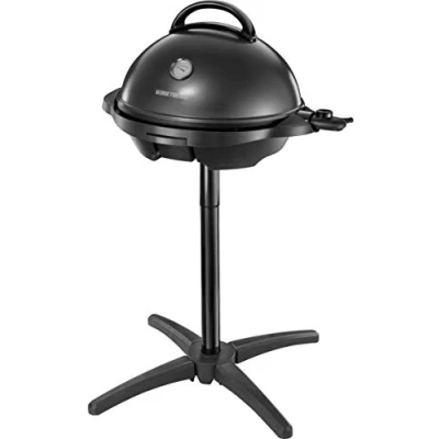 Bild av George Foreman elgrill för inomhus och utomhusbruk, stativ medföljer men kan även användas utan, avtagbar non stick grillplatta, värmeisolerade handtag med lock, 5 temperaturnivåer, 2000W, 22460 56