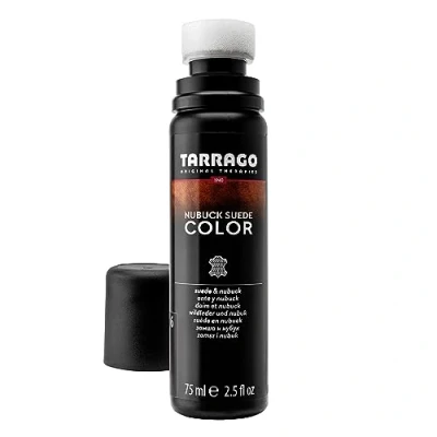 Bild av Tarrago Nubuck Suede Color 75 ml Färgförnyare för mocka och nubuckskor Markera skornas färger, ger näring skydd Med appliceringssvamp, Mörkbrun (06),