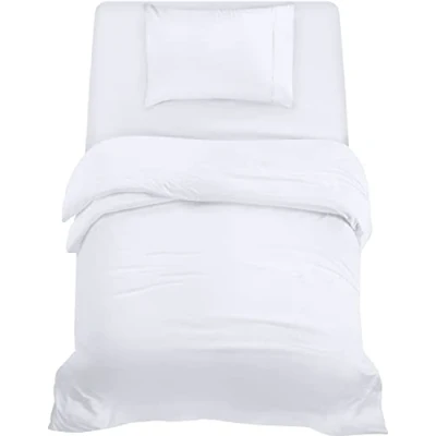 Bild av Utopia Bedding 3 Piece Sängkläder Set Mjuk borstad Microfiber Polyester Påslakan (135x200cm), Spännlakan (90x190cm) med Kuddfodral (50x75cm), Vit