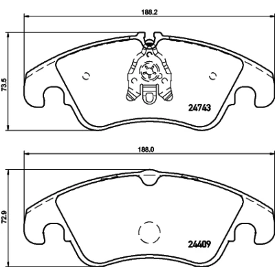 Bild av HELLA 8DB 355 013 751 Jeu de plaquettes frein contact signal d&#039;usure inclus avec vis d&#039;étrier accessoires AUDI: A5 B8 Coupe