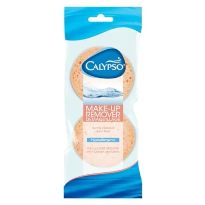 Bild av Calypso Makeup Remover, biologiskt nedbrytbara ansiktstvättsvampar med bomull och linne, 1 x 2 stycken