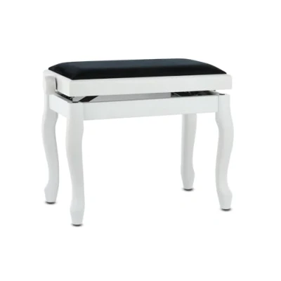 Bild av GEWA Pianobank Deluxe Classic (massivt trä, brytlast 2 ton, sits 52x30 cm, exakt saxmekanism, höjd 45 57 cm), matt vit