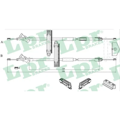 Bild av LPR C0225B Câble De Frein 1480/1320 à tambour FORD: Focus Mk1 3/5 portes, Break, Berline