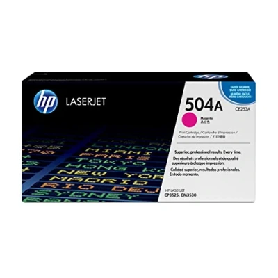 Bild av HP 504A CE253A Magenta, original tonerkassett, 7 000 sidor, för Color LaserJet CP3525dn, CP3525n, CP3525x, CM3530, CM3530fs skrivare