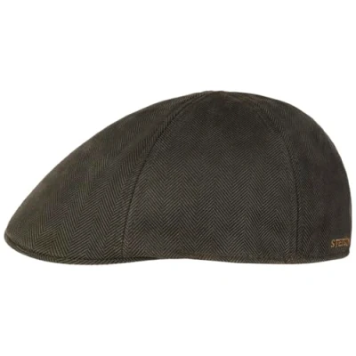 Bild av Stetson Grön flatcap Keps Duck Herringbone Dark Olive Flat Cap @ Hatstore