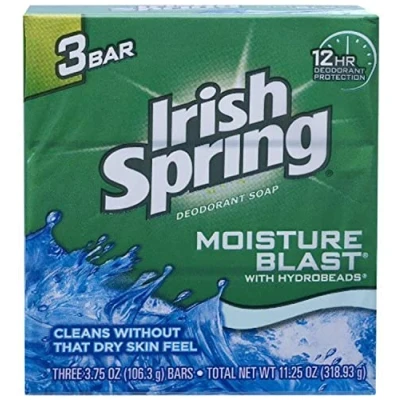 Bild av Irish Spring Moisture Blast Deodorant Bath Bar, 4 uns, 3 ct