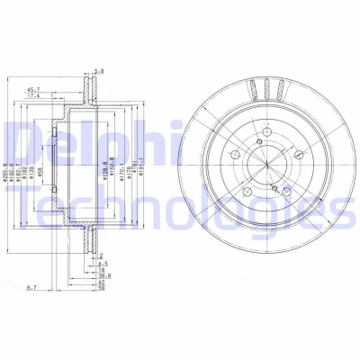 Bild av DELPHI BG3154 Disque de frein 266 18 5 ventilé huilé non traité sans roulement roue, bague ABS SUBARU: Impreza I Berline, Legacy 4, 3