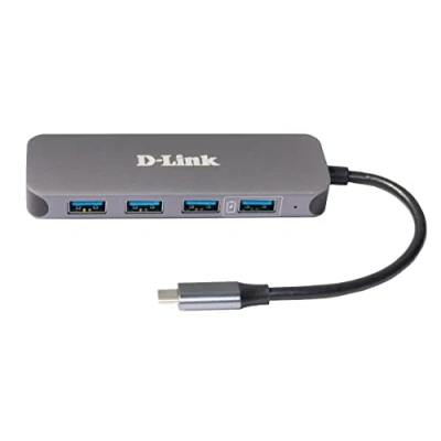 Bild av D Link DUB 2340 USB C till 4 portars 3.0 multiadapter med strömförsörjning (60W PD), portar (1 stöder Quick Charge BC1.2) för PC, MacBook Pro &amp; Air, iPad Pro, Chromebook, Surface mm