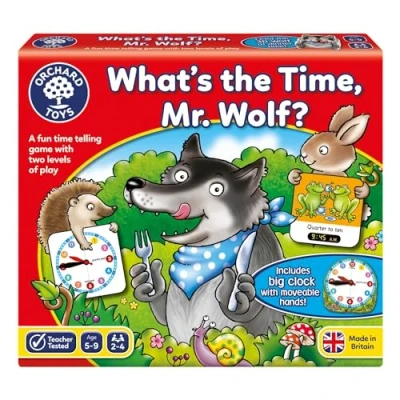 Bild av Orchard Toys What&#039;s the Time, Mr Wolf Game, Educational Game For Children Aged 5 9, Two Ways To Play, Teaches Time Telling Skills, Includes Moveable Clockface, Learning Made Fun