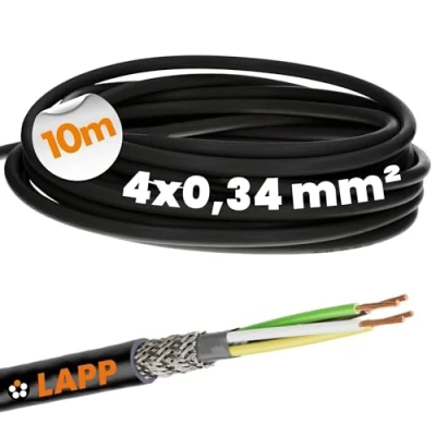 Bild av 10 meter Lapp 1030497 LiYCY skärmad kontrollkabel 4x0,34 mm² I UV beständig signalkabel 4 ledare datakabel för utomhusbruk lödkabel anslutningskabel LED svart