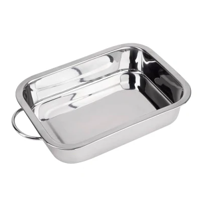 Bild av RB RENBERG Rektangulär ugnsbricka för ugn Tillverkad i rostfritt stål Maximal friktion Storlek 28x20x6cm Perfekt Lasagne Cake Gryta Caps