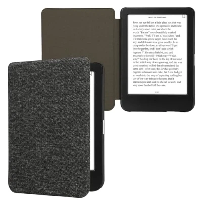Bild av kwmobile fodral kompatibelt med Kobo Clara BW/Clara Colour/Tolino Shine (5)/Shine Color tyg eReader skyddsfodral mörkgrå