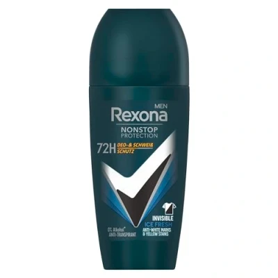 Bild av Rexona Män Nonstop Protection Deodorant Roll On osynlig Ice Fresh Antiperspirant med 72 timmars skydd mot svett och kroppslukt 50 ml