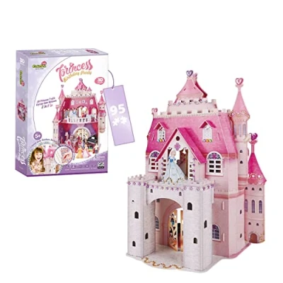 Bild av 3D pussel barn prinsessan födelsedagsfest slott prinsessor 95 bitar 44,2 cm 524 klistermärken 5 år eller äldre 2 i 1