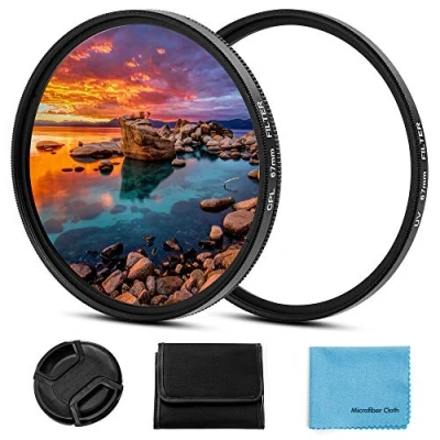 Bild av 46 mm filterkit, Fotover universellt UV CPL filterset skyddsfilter cirkulärt polariserande filter med mittnypa linsskydd för Canon Nikon Sony Pentax Olympus Fuji kamera