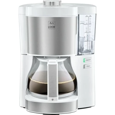 Bild av Melitta Look Perfection filterkaffebryggare med glaskanna droppstopp 10 koppar vit/rostfritt stål (1025 05)
