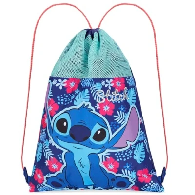 Bild av Disney Barn dragskoväskor Simväska, skola PE väska, Blå söm, One Size, Väskor med dragsko