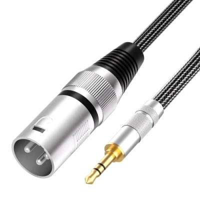 Bild av Tisino 3,5 mm miniuttag till XLR kabel obalanserad 1/8 tum Aux Stereo hanadapter mikrofonkabel 1 m