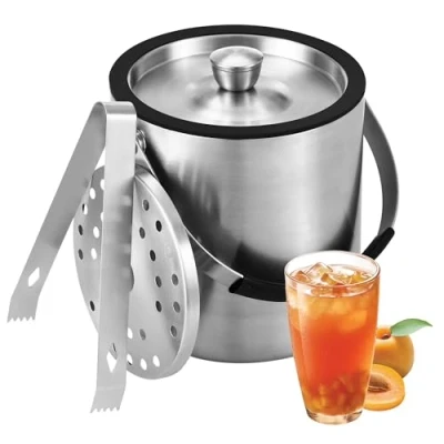 Bild av Nuangoo 2 liter ishink, ishink i rostfritt stål med tätningslock, sil och isstång, perfekt för cocktailbar, fest, hem