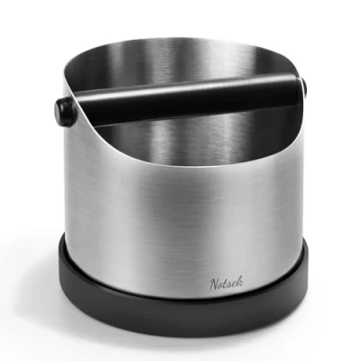 Bild av NOTSEK Avtappningsbehållare för portahållare, 1,2 l stor rostfritt stål kaffe knock box, kaffesump behållare portafilter, förvaringslåda Delonghi sage portafilter tillbehör, silver
