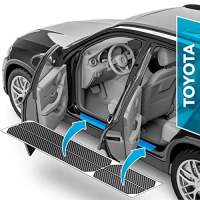 Bild av uProtect skyddsfilm för trösklar till bildörrar Toyota RAV4 5 (V) A5 I 2018 2025 skyddsfolie bildörr lackskyddsfolie med rakel svart kolfiberlook