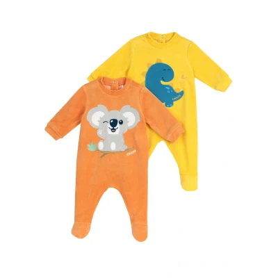 Bild av Chicco Set av chenille sparkdräkt med fot, baby unisex, gul/orange, 9 månader