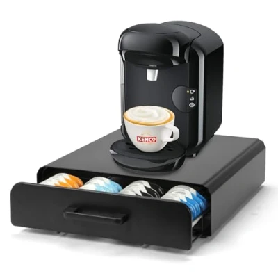 Bild av SYSYLY Kaffekapsellåda kompatibel med T Disc kapacitet 64 kapslar,maskinstativ kapslar förvaring kaffe kapselstativ,hållare, dispenser, ställ.