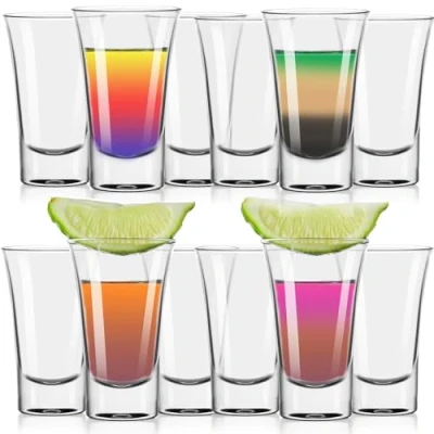 Bild av FLOW Barware Shotglas set genomskinliga med 12 25 ml/50 ml Heavy Base för Vodka, Whisky, Tequila,