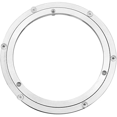 Bild av Besimple Aluminiumlegering skivspelare lager, slitstark svängbar lat Susan roterande lager runt matbord slät platta hårdvara, 40 cm, silverfärgad