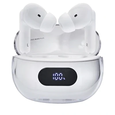 Bild av Intenso Buds Plus TWS True Wireless Hörlurar T312AE med aktiv brusreducering, ENC, Bluetooth och upp till 25 timmar. Musikuppspelning, vit