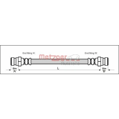 Bild av METZGER 4111682 Flexible De Frein 243 F10 x 1 VOLKSWAGEN: Coccinelle, Kaefer Cabriolet, TRANSPORTER 2 Bus, PORSCHE: 914 Targa