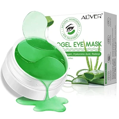 Bild av Hydrogel ögonlappar, under ögonmasker för mörka cirklar, anti rynkbehandling, geldynor ögonen, ögonmask puffiga ögon, hudvård, återfuktande 60 delar/30 par (Aloe Vera)