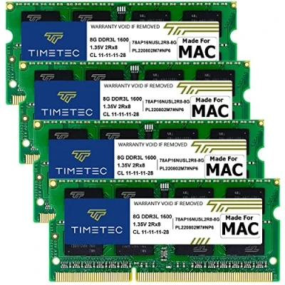 Bild av Timetec 32GB (4x8GB) Kompatibel med Apple DDR3L 1600 MHz PC3L 12800 CL11 för iMac (mitten av 2011, sent 2012, 2013, 2014 Retina 5K, mitten 2015 MAC Memory Upgrade 5K)
