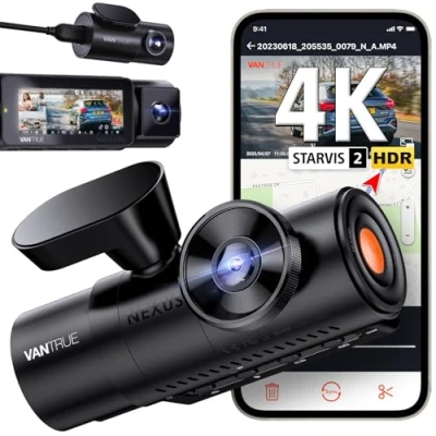 Bild av VANTRUE N4 Pro 3 HDR 4K+ 1080P+ 1080P STARVIS 2 bilkamera bil, 5G WiFi PlatatePix™ Dash Cam GPS 360 buffert parkeringsövervakning bilkamera, IR nattseende, röstkommando, integritetslägen, 2,45 tum