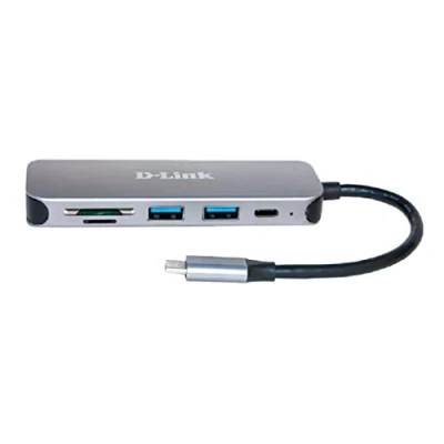 Bild av D Link DUB 2325 5 i 1 USB C multiadapter med 2 3.0 portar, port, SD/MicroSD kortläsare för PC, MacBook Pro, Air, iPad Chromebook, Surface Pro m.m.