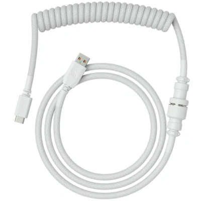 Bild av Glorious Gaming Coiled Keyboard Cable guldpläterad USB A (PC) till C (tangentbord), trasselfri, dubbelflätat hölje för maximal hållbarhet, Aviator kontakt med 5 stift Ghost White
