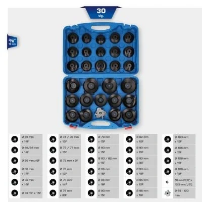 Bild av KS TOOLS BT711050 Kit clé coiffe pour filtre à huile 30 10 (3/8&quot;) tête carrée 5720